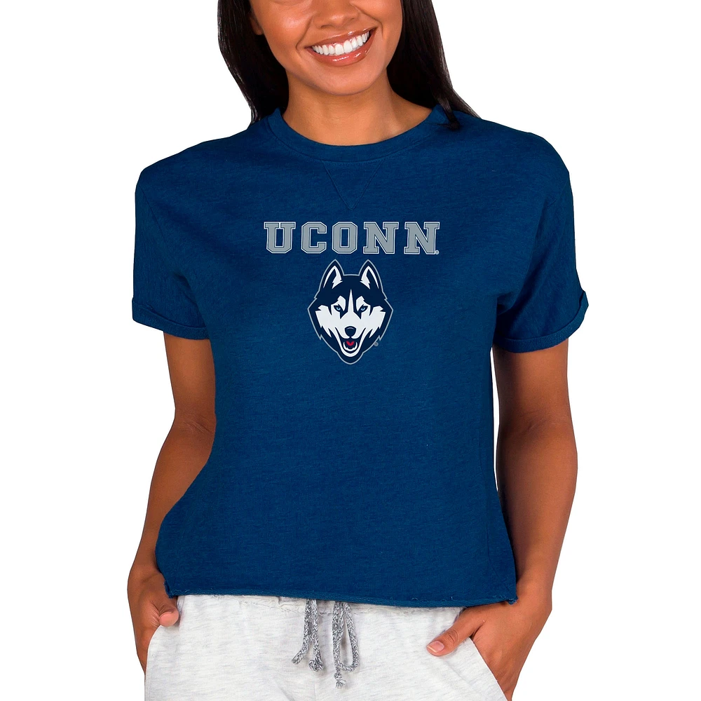 Women's Concepts Sport Navy UConn Huskies Mainstream Terry Tri-Blend Top