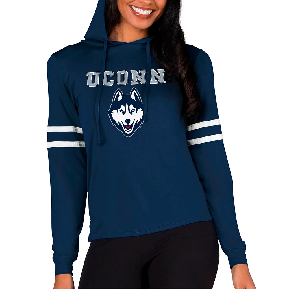 Women's Concepts Sport Navy UConn Huskies Marathon Knit Long Sleeve Hoodie Top