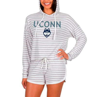 Women's Concepts Sport Cream UConn Huskies Visibility Long Sleeve Hoodie Top & Shorts Set
