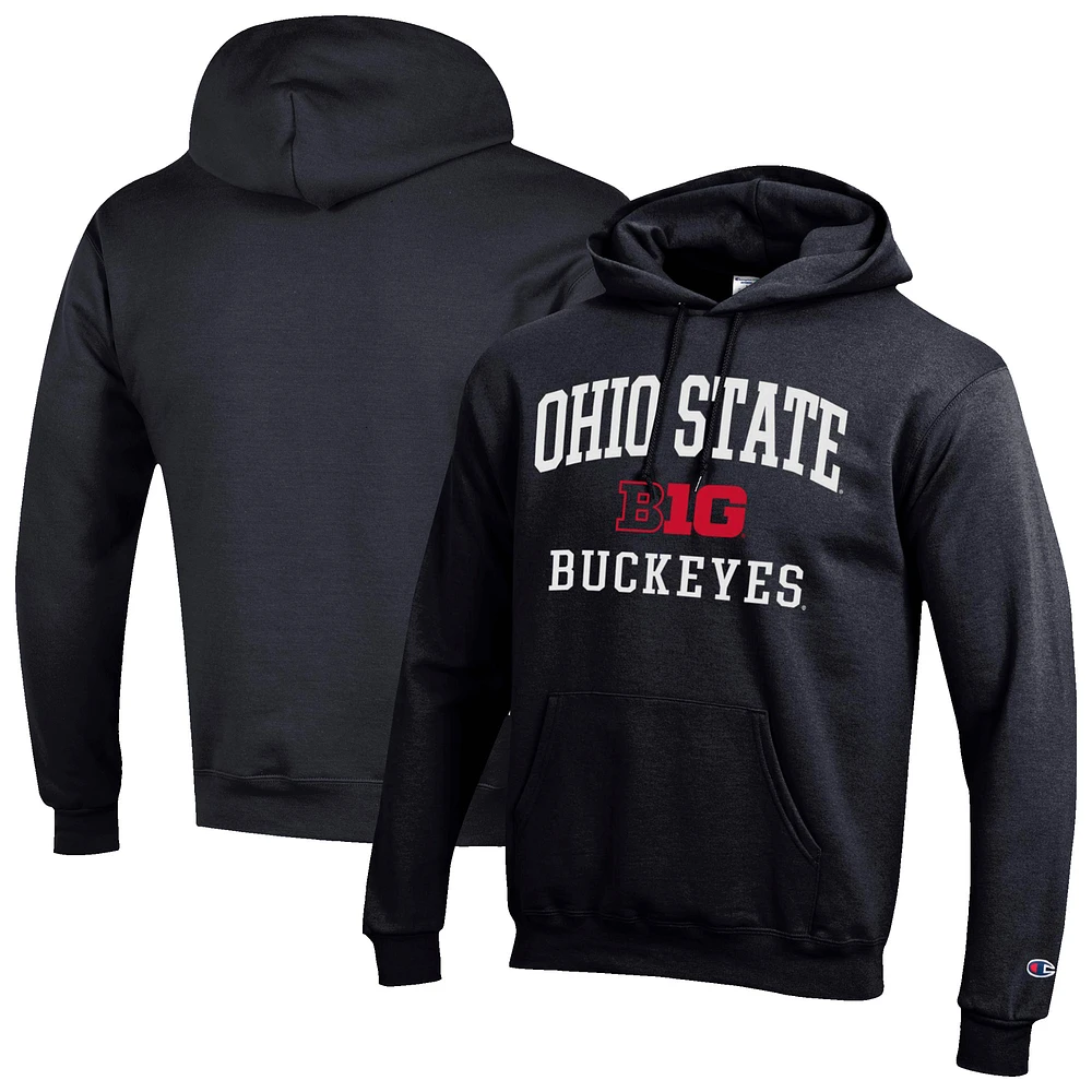 Men's Champion Black Ohio State Buckeyes Big 10 Powerblend Pullover Hoodie