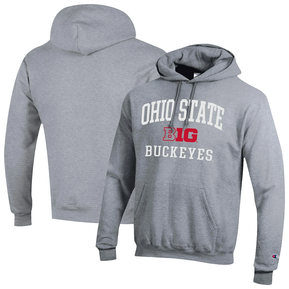 Men's Champion Gray Ohio State Buckeyes Big 10 Powerblend Pullover Hoodie