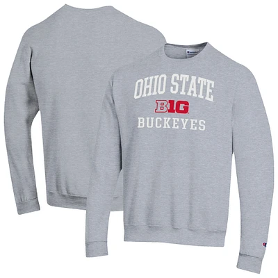 Men's Champion Gray Ohio State Buckeyes Big Ten Powerblend Pullover Sweatshirt