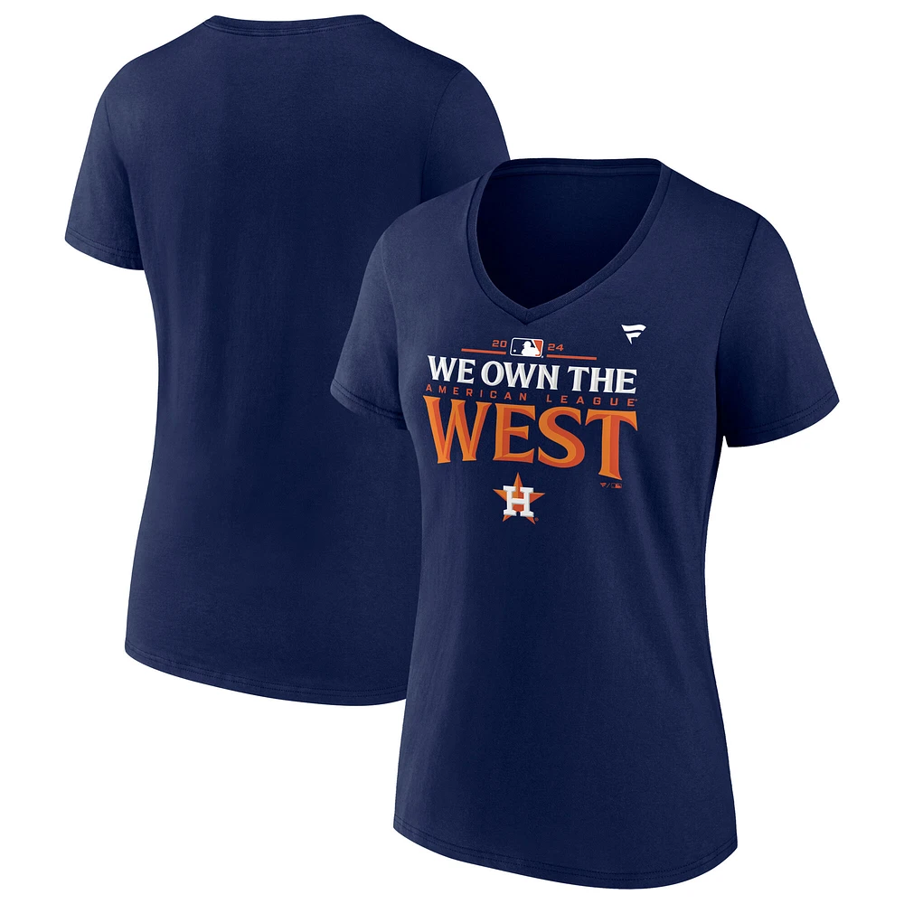 Women's Fanatics Navy Houston Astros 2024 AL West Division Champions Locker Room V-Neck T-Shirt