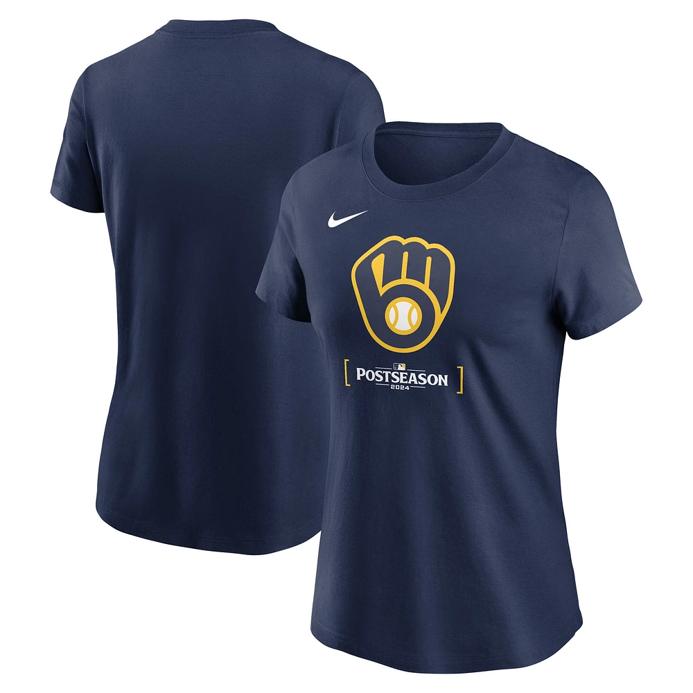 Women's Nike Navy Milwaukee Brewers 2024 MLB Postseason Authentic Collection T-Shirt