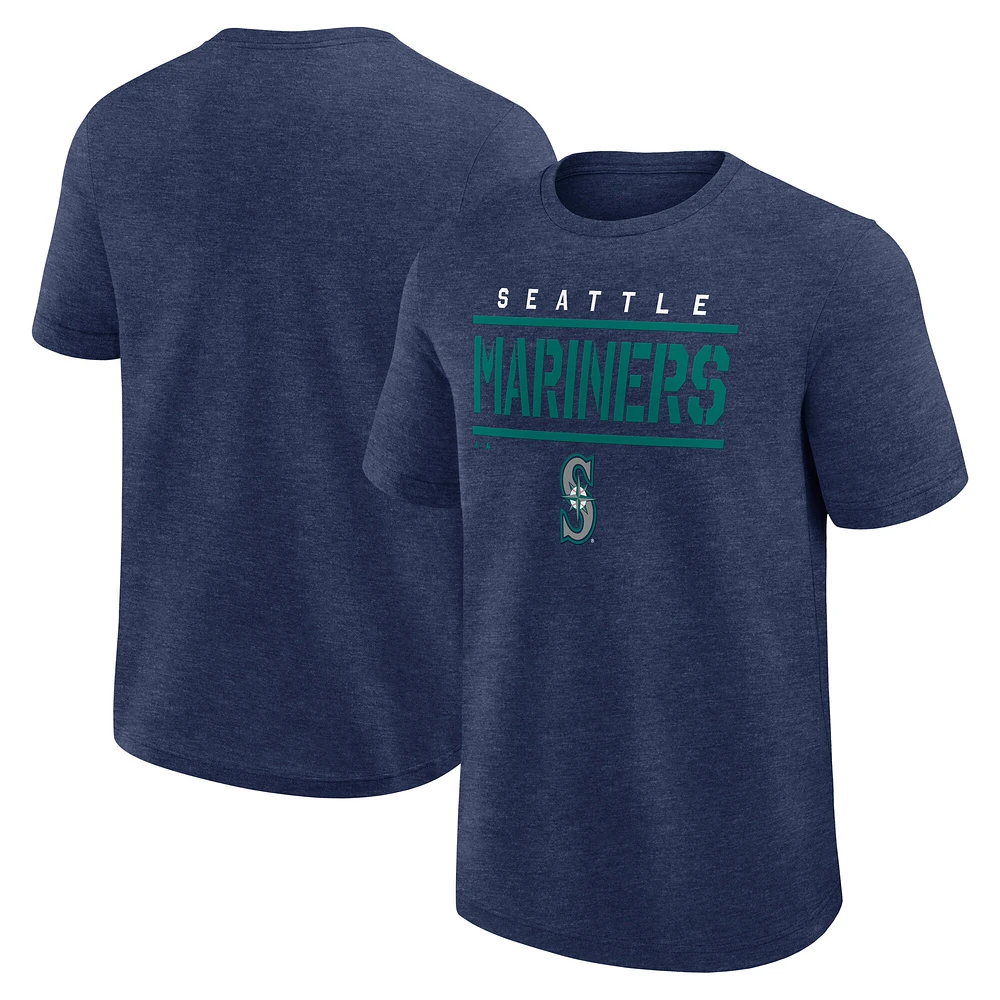 Men's Logo Athletic Heather Navy Seattle Mariners Top Notch T-Shirt