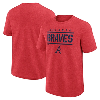 Men's Logo Athletic Heather Red Atlanta Braves Top Notch T-Shirt