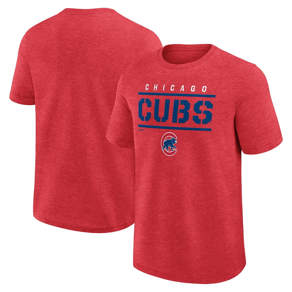 Men's Logo Athletic Heather Red Chicago Cubs Top Notch T-Shirt