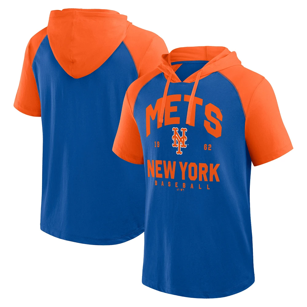 Men's Logo Athletic Royal New York Mets Prime Raglan Short Sleeve Hoodie T-Shirt