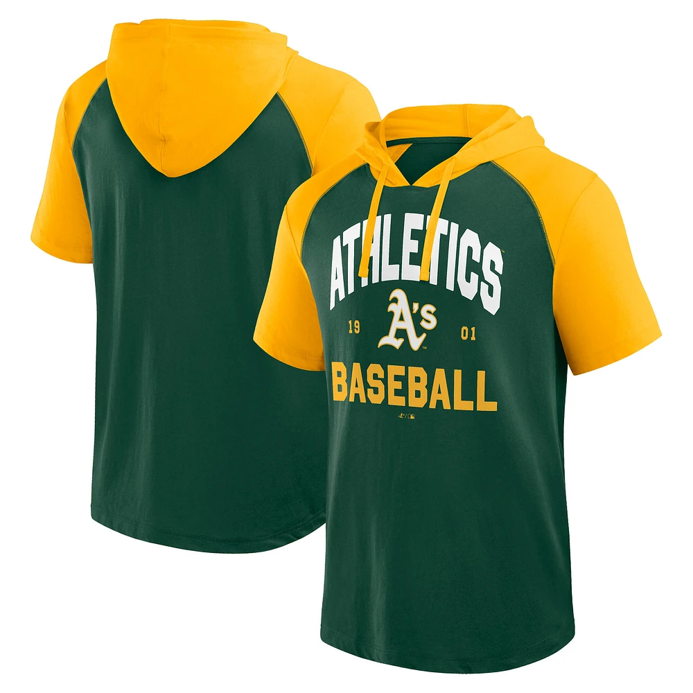 Men's Logo Athletic Green Athletics Prime Raglan Short Sleeve Hoodie T-Shirt