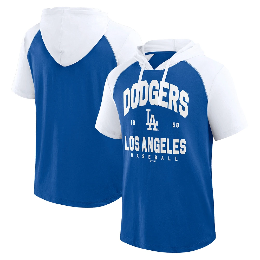Men's Logo Athletic Royal Los Angeles Dodgers Prime Raglan Short Sleeve Hoodie T-Shirt