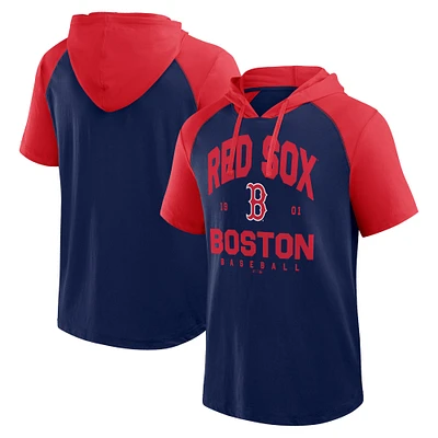 Men's Logo Athletic Navy Boston Red Sox Prime Raglan Short Sleeve Hoodie T-Shirt