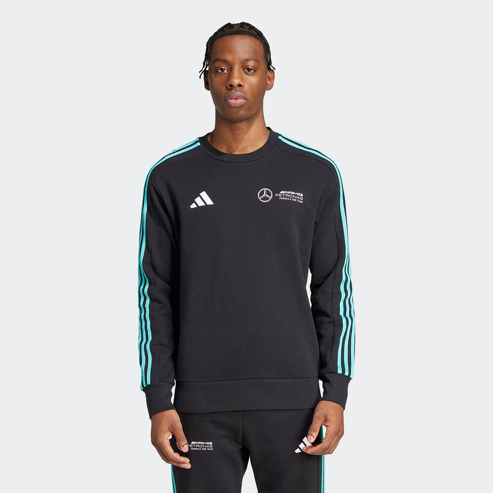 Men's adidas Black Mercedes-AMG Petronas F1 Team Fan Wear DNA Alphaskin Pullover Sweatshirt