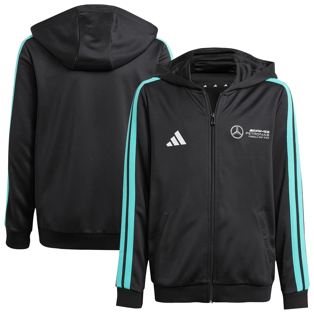 Youth adidas Black Mercedes-AMG Petronas F1 Team DNA Alphaskin Full-Zip Track Hoodie