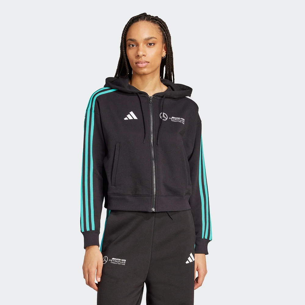 Women's adidas Black Mercedes-AMG Petronas F1 Team Fan Wear DNA Alphaskin Full-Zip Track Hoodie