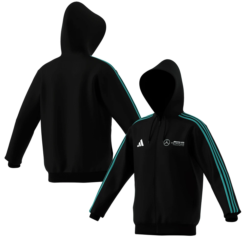 Men's adidas Black Mercedes-AMG Petronas F1 Team Fan Wear DNA Alphaskin Full-Zip Track Hoodie