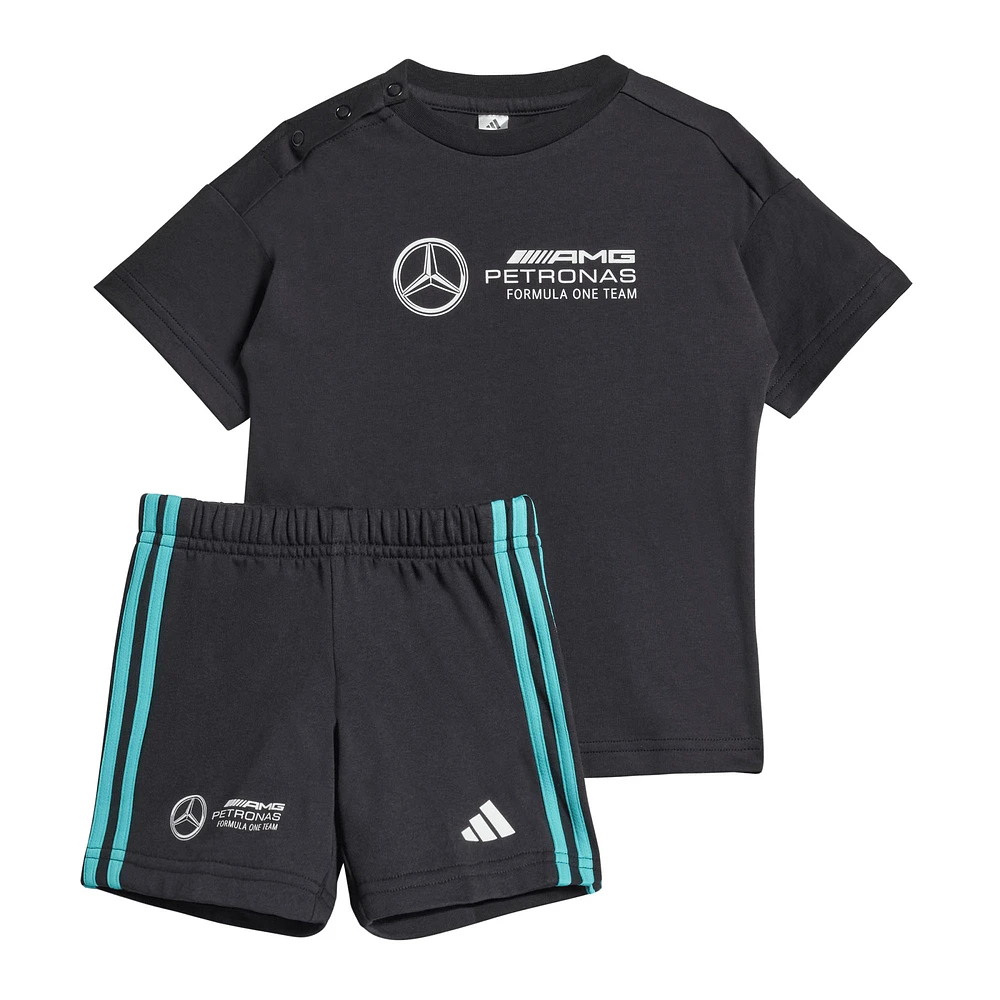 Infant adidas Black Mercedes-AMG Petronas F1 Team DNA Alphaskin T-Shirt/Shorts Set