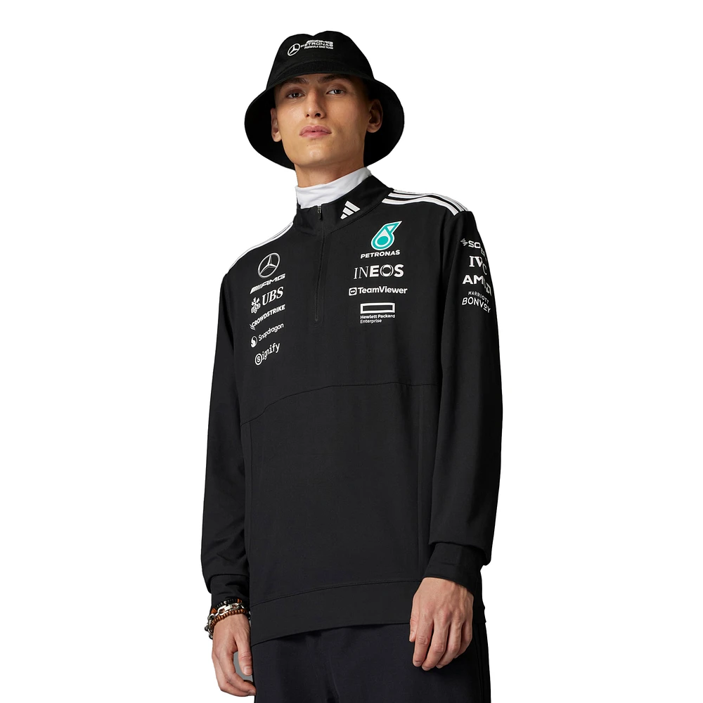 Men's adidas Black Mercedes-AMG Petronas F1 Team Wear Quarter-Zip Pullover Sweatshirt