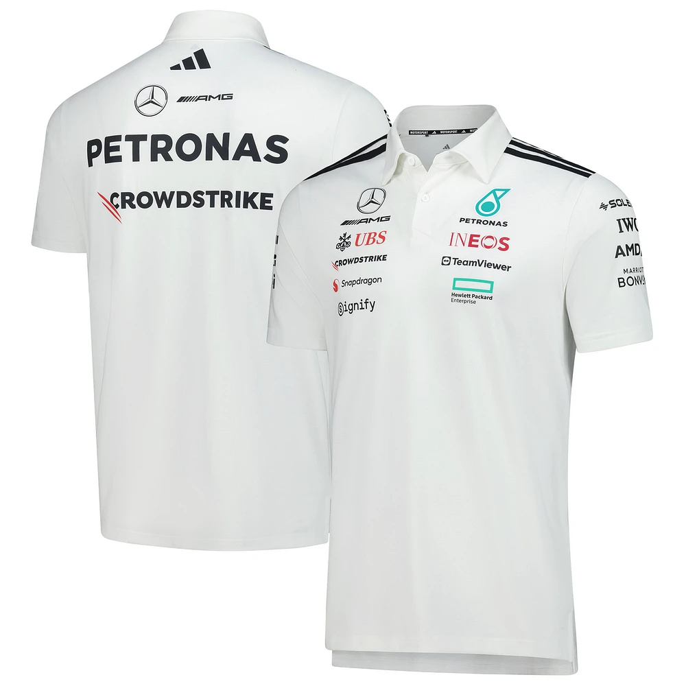 Men's adidas White Mercedes-AMG Petronas F1 Team Tri-Blend Wear Polo