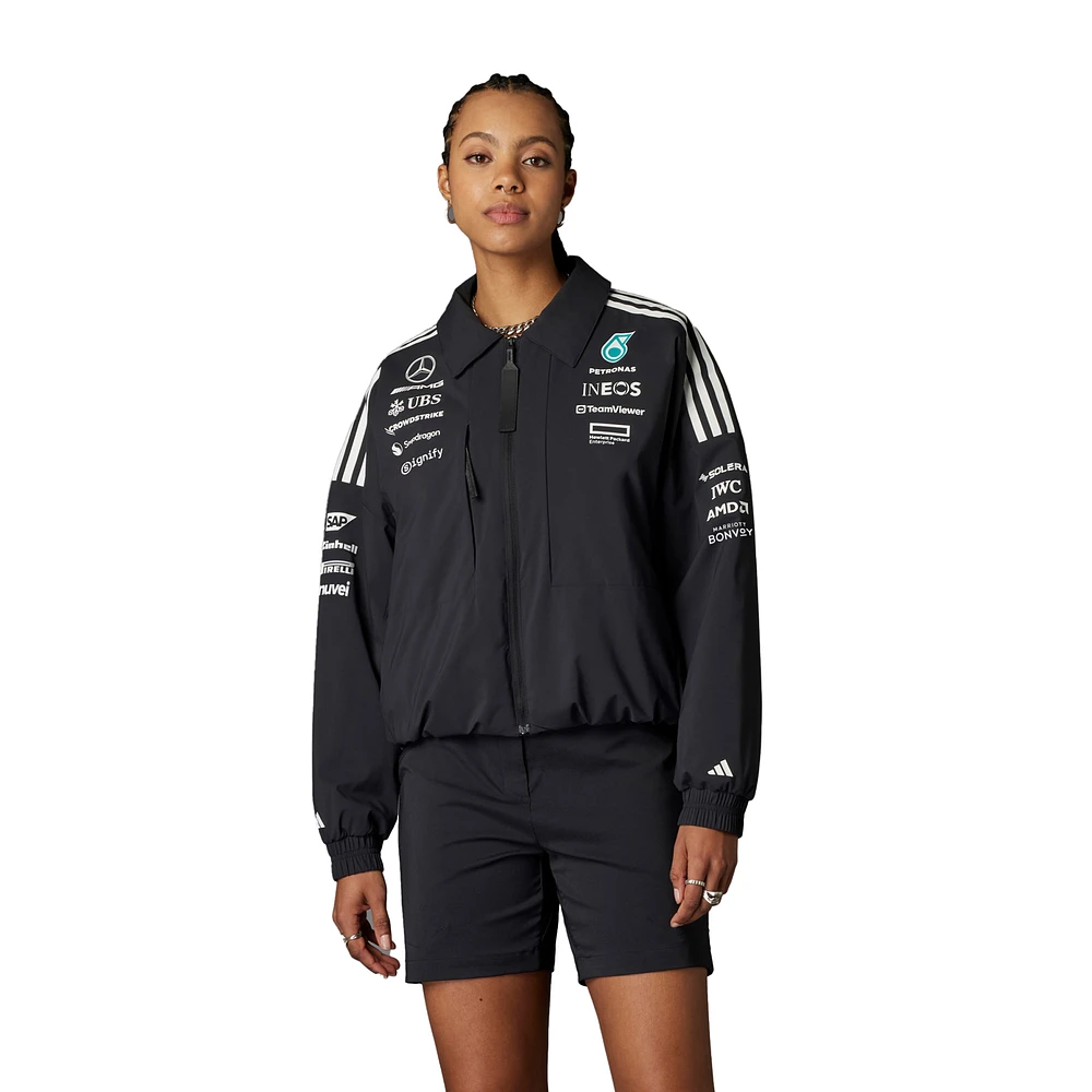 Women's adidas Black Mercedes-AMG Petronas F1 Team Wear Loose Full-Zip Jacket