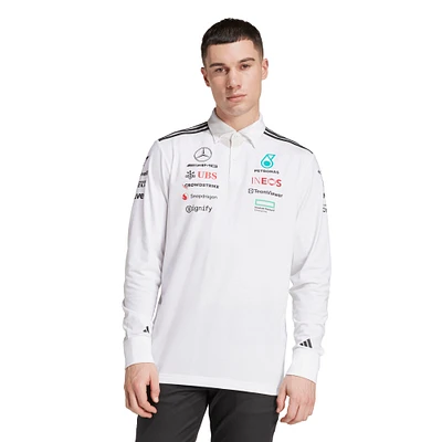 Men's adidas White Mercedes-AMG Petronas F1 Team Wear Long Sleeve Polo