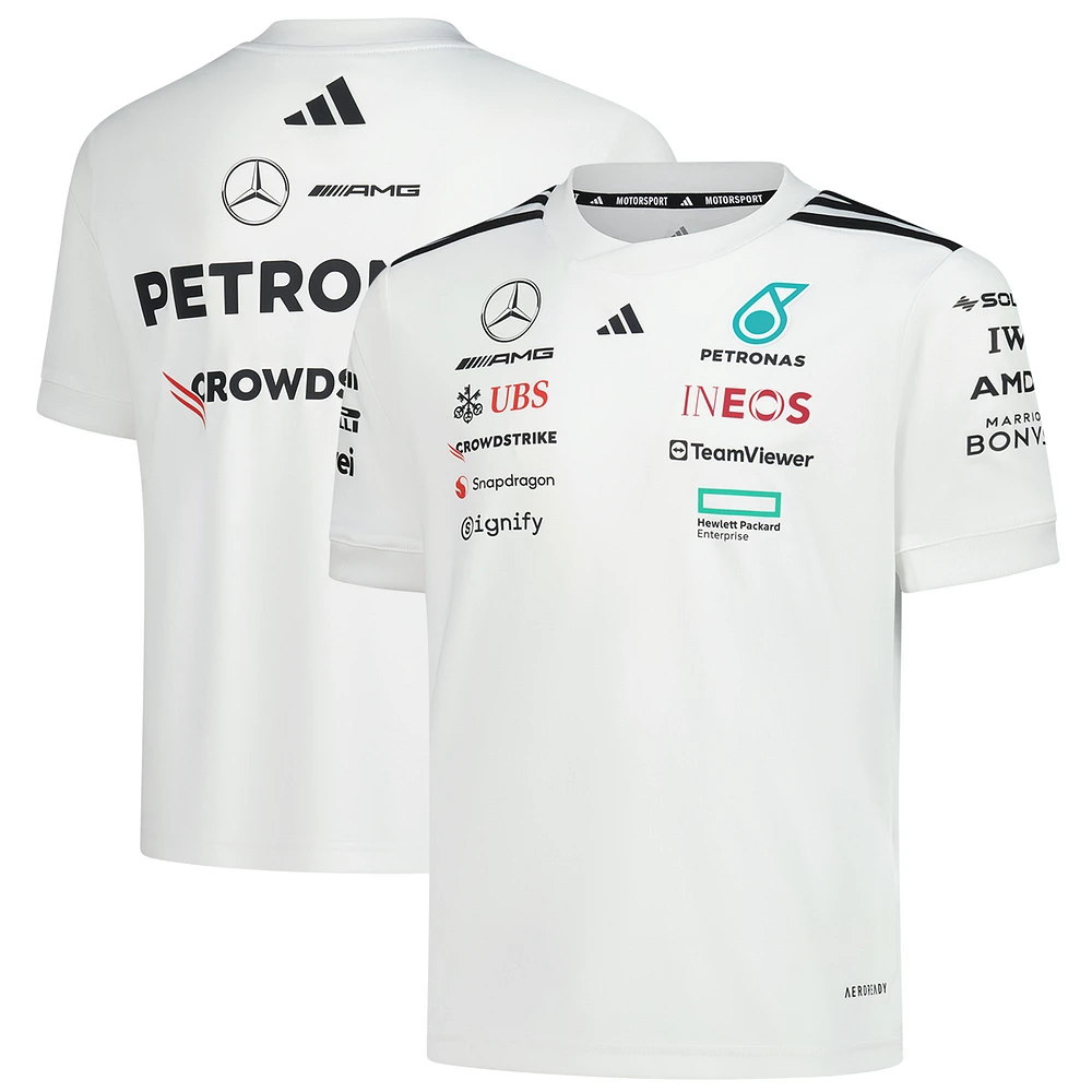 Youth adidas White Mercedes-AMG Petronas F1 Team AEROREADY Driver Wear Replica Jersey