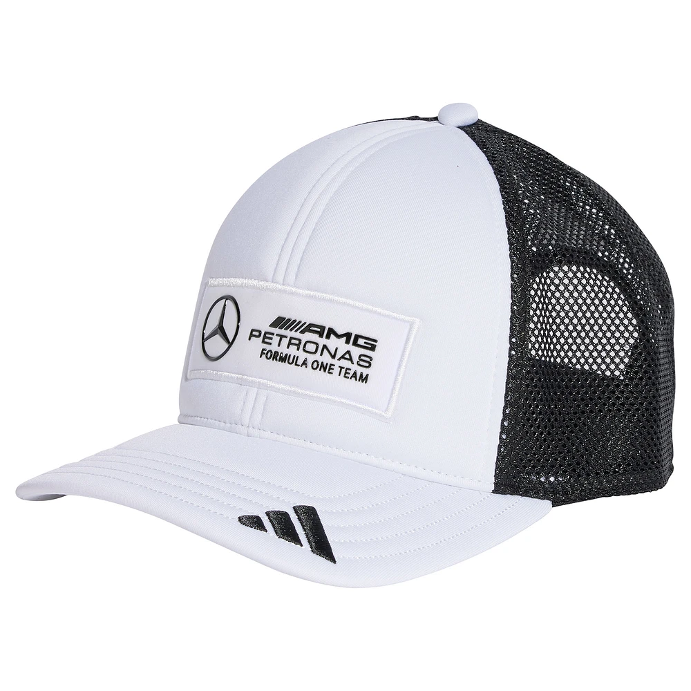 Men's adidas White Mercedes-AMG Petronas F1 Team Team Wear Trucker Adjustable Hat