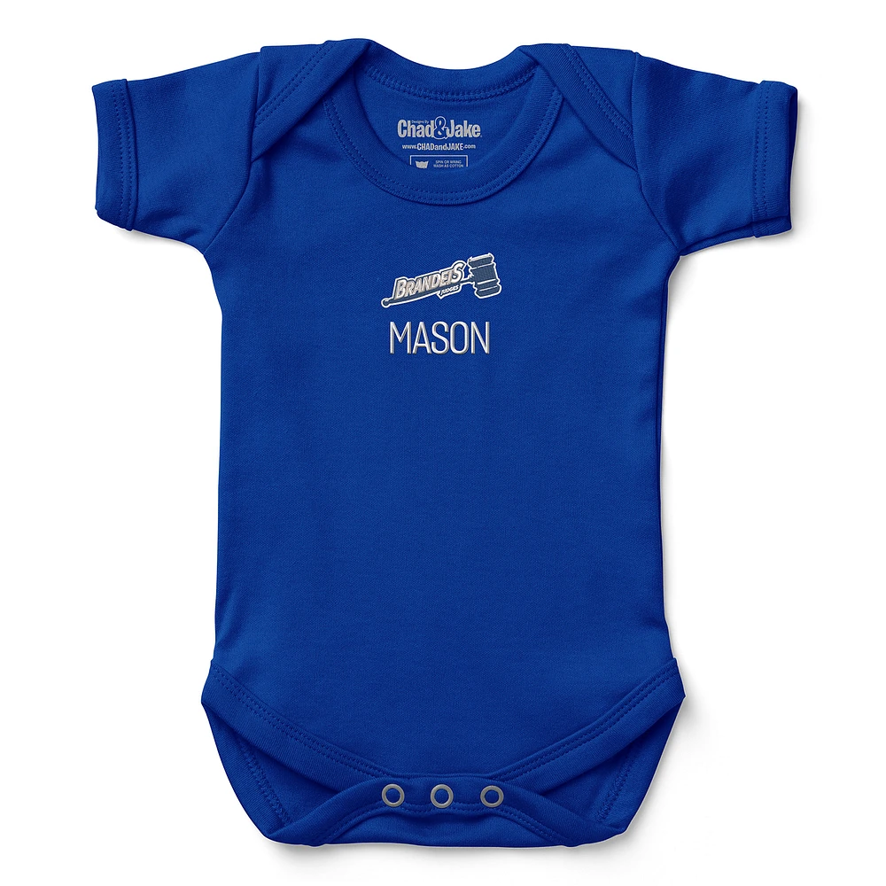 Newborn & Infant Chad Jake Royal Brandeis University Judges Personalized Team Logo Bodysuit
