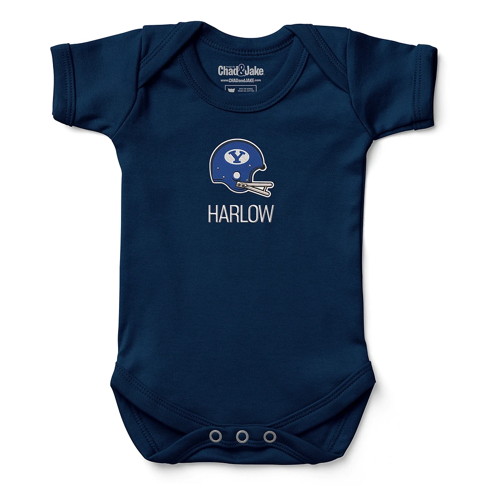 Newborn & Infant Chad Jake Navy BYU Cougars Personalized Team Logo Bodysuit