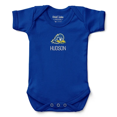 Newborn & Infant Chad Jake Royal Delaware Fightin' Blue Hens Personalized Team Logo Bodysuit
