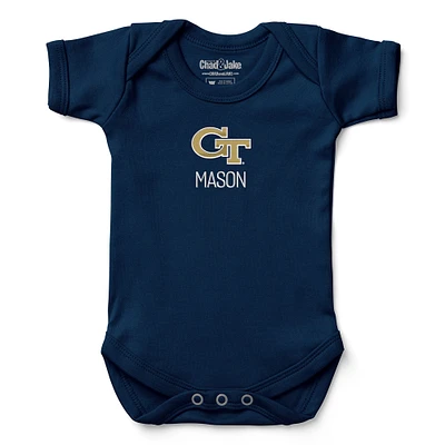 Newborn & Infant Chad Jake Navy Georgia Tech Yellow Jackets Personalized Team Logo Bodysuit