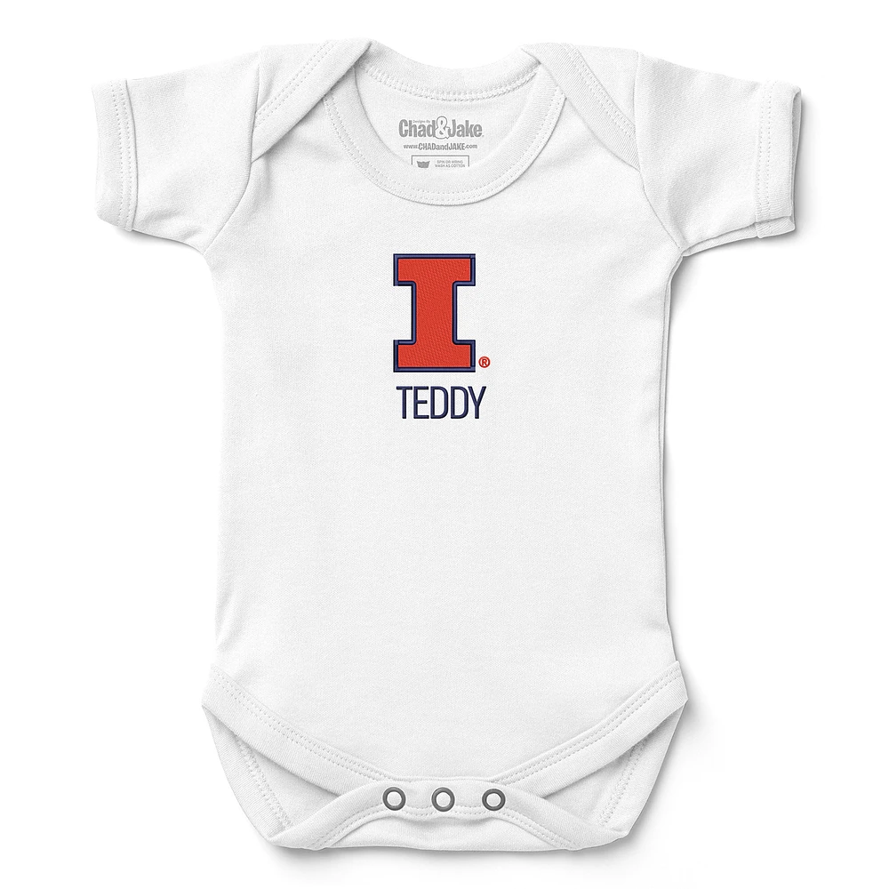 Newborn & Infant Chad & Jake White Illinois Fighting Illini Personalized Team Logo Bodysuit