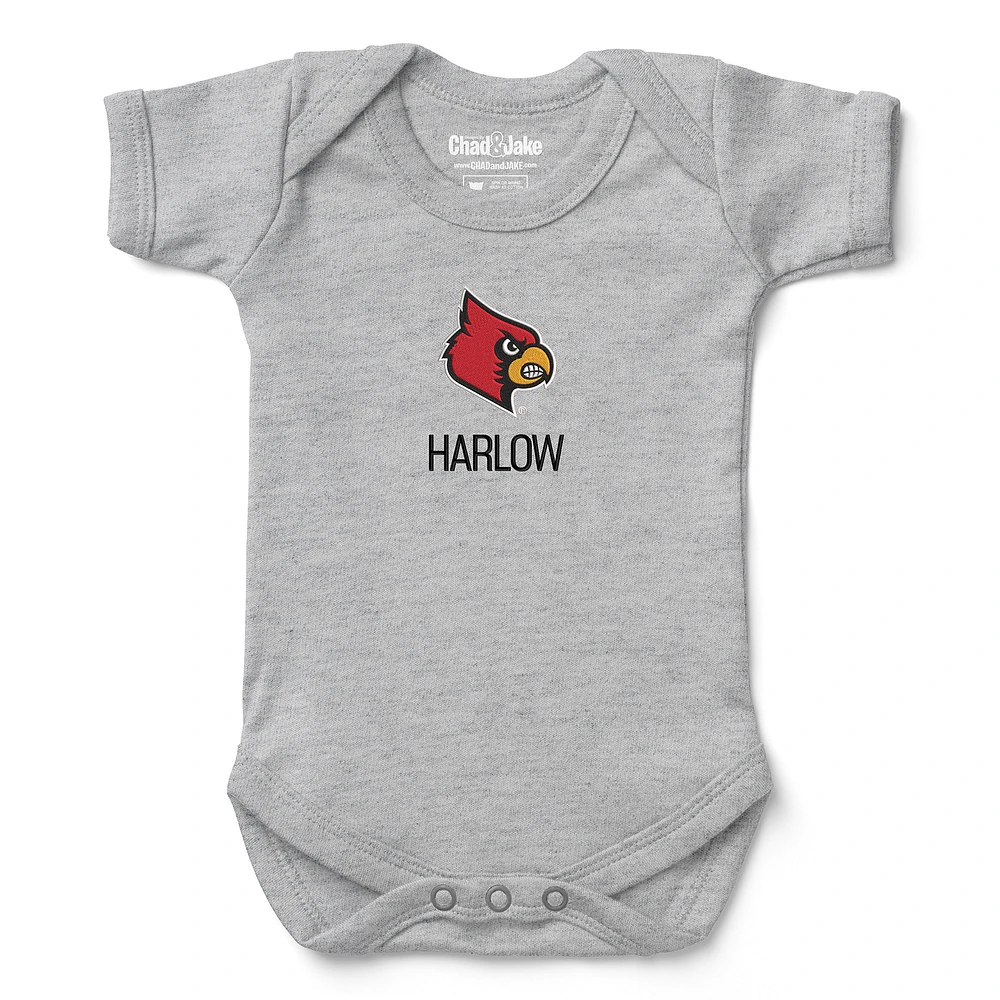Newborn & Infant Chad Jake Louisville Cardinals Personalized Team Logo Bodysuit