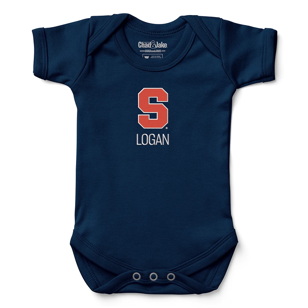 Newborn & Infant Chad Jake Navy Syracuse Orange Personalized Team Logo Bodysuit