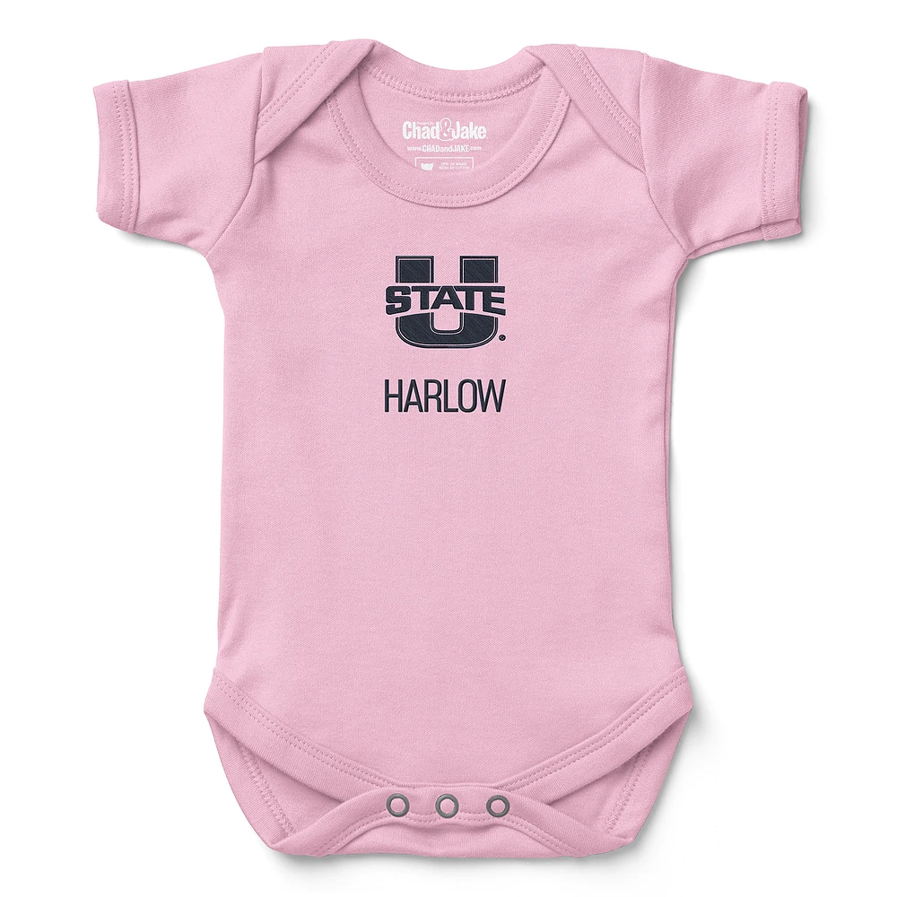 Newborn & Infant Chad Jake Utah State Aggies Personalized Team Logo Bodysuit