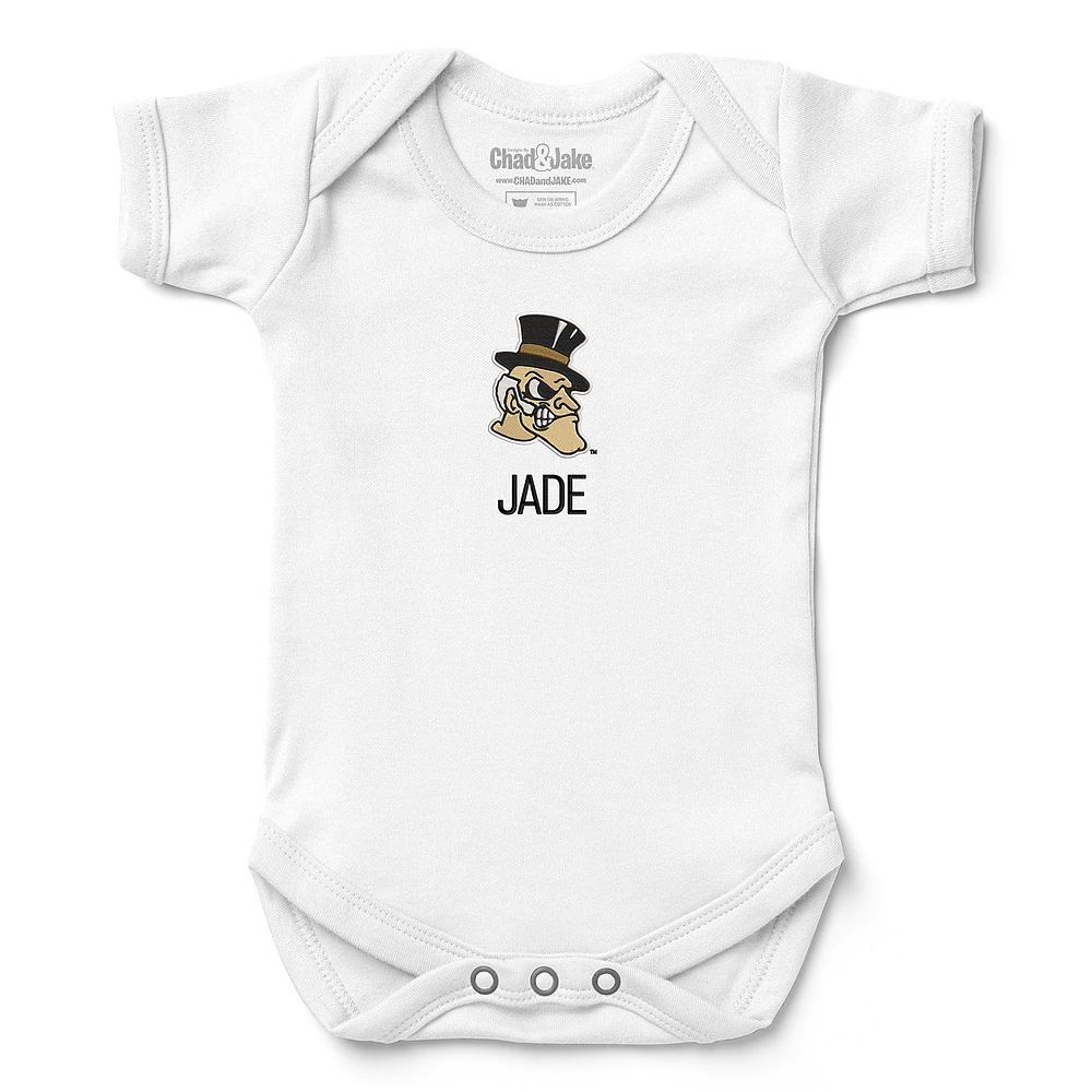 Newborn & Infant Chad Jake Wake Forest Demon Deacons Personalized Team Logo Bodysuit