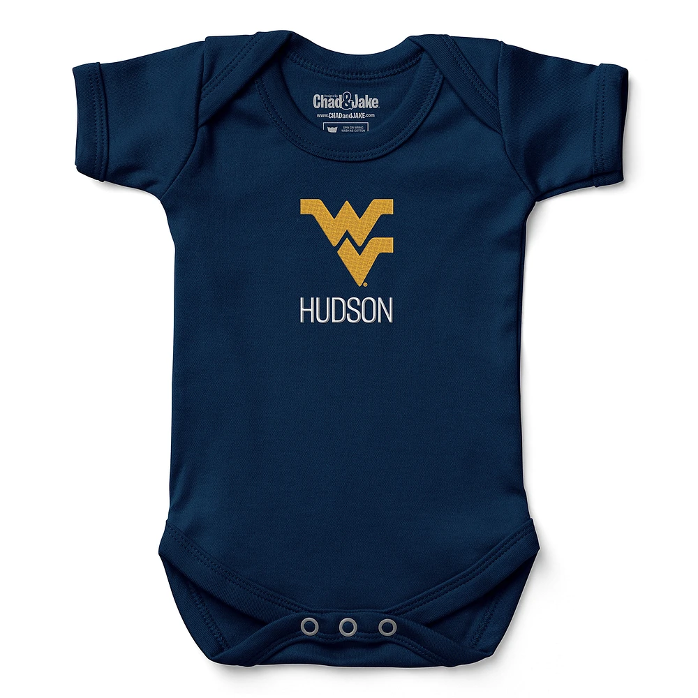 Newborn & Infant Chad Jake Navy West Virginia Mountaineers Personalized Team Logo Bodysuit