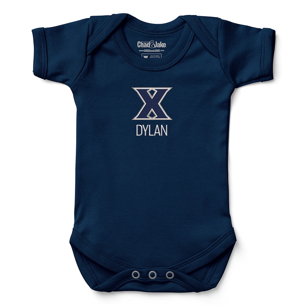 Newborn & Infant Chad Jake Navy Xavier Musketeers Personalized Team Logo Bodysuit