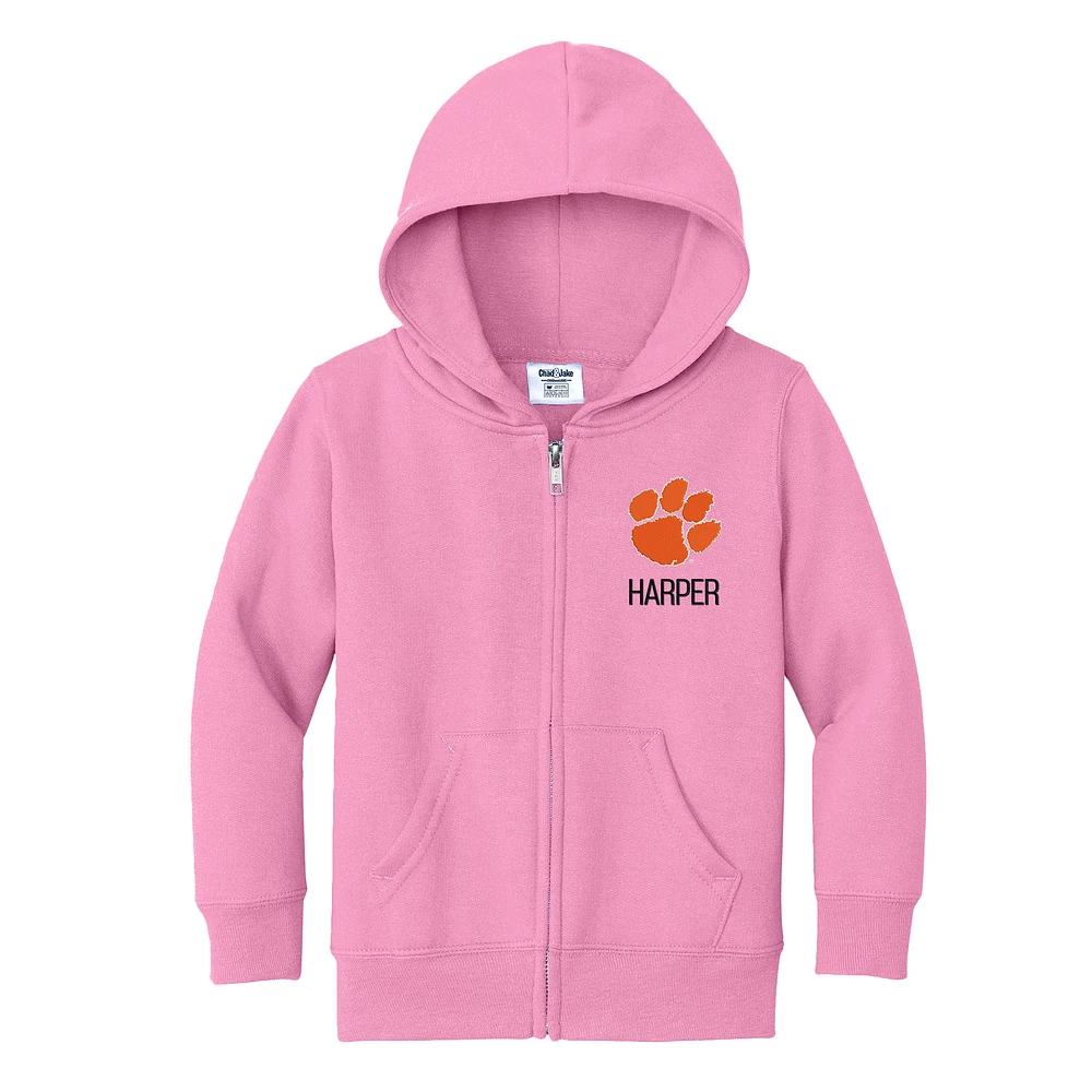 Toddler Chad & Jake Pink Clemson Tigers Personalized Full-Zip Hoodie