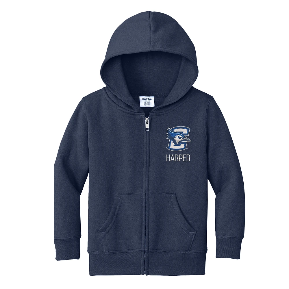 Toddler Chad & Jake Navy Creighton Bluejays Personalized Full-Zip Hoodie