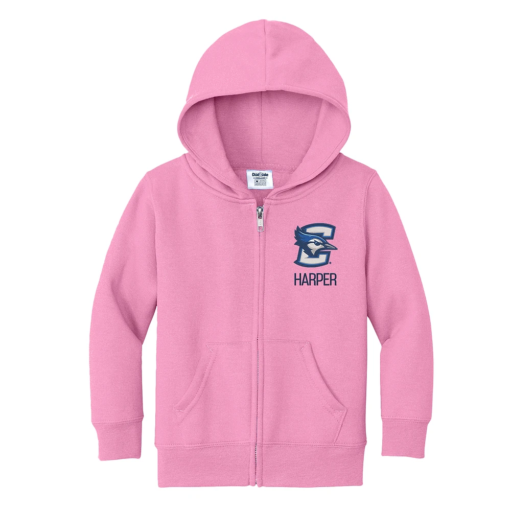 Toddler Chad & Jake Pink Creighton Bluejays Personalized Full-Zip Hoodie
