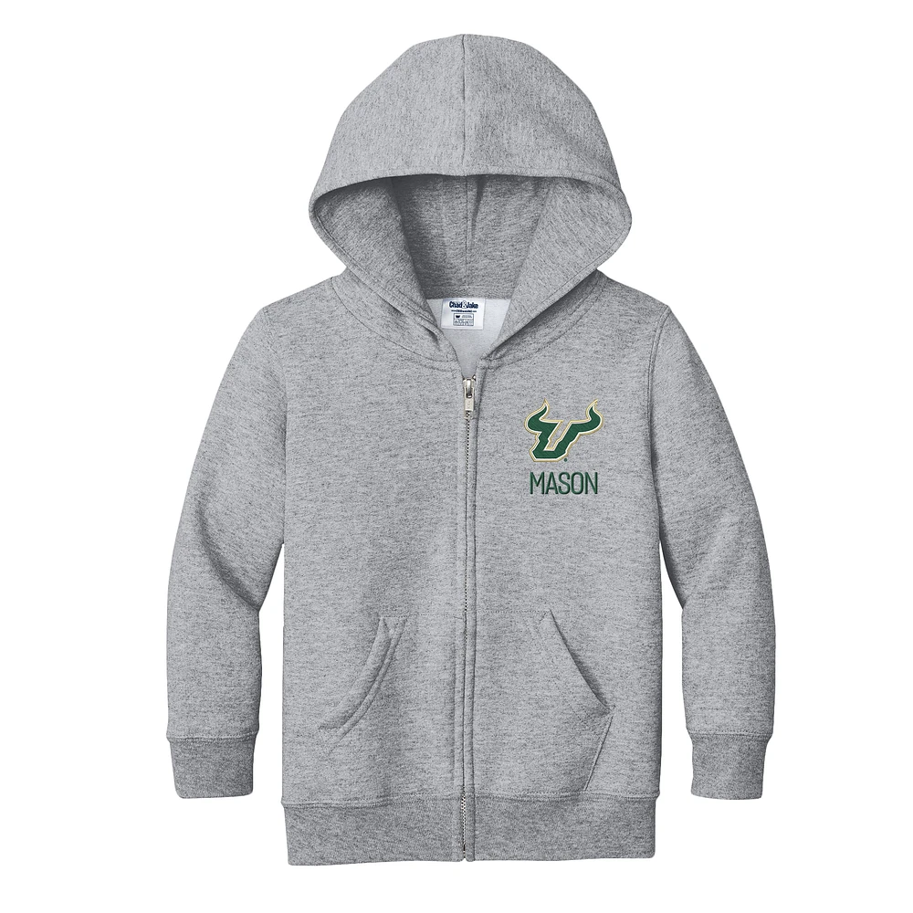 Toddler Chad & Jake Gray South Florida Bulls Personalized Full-Zip Hoodie