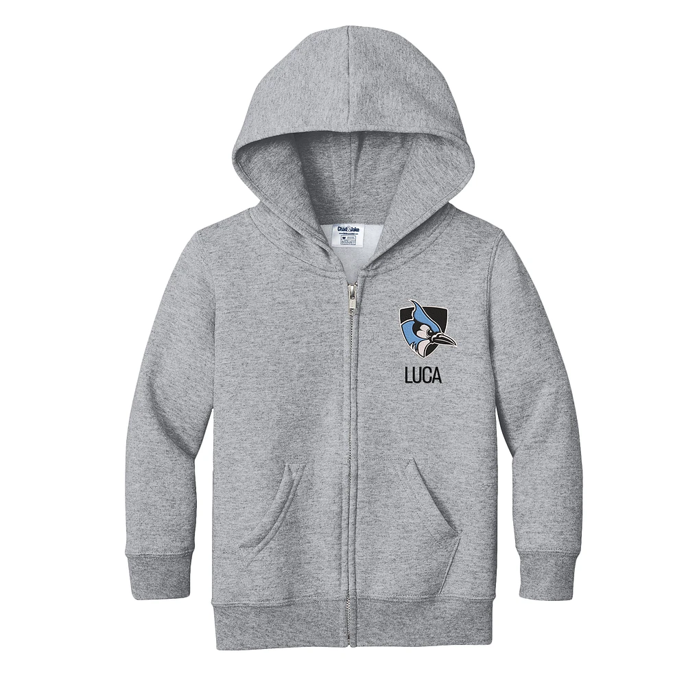 Toddler Chad & Jake Gray Johns Hopkins Blue Jays Personalized Full-Zip Hoodie