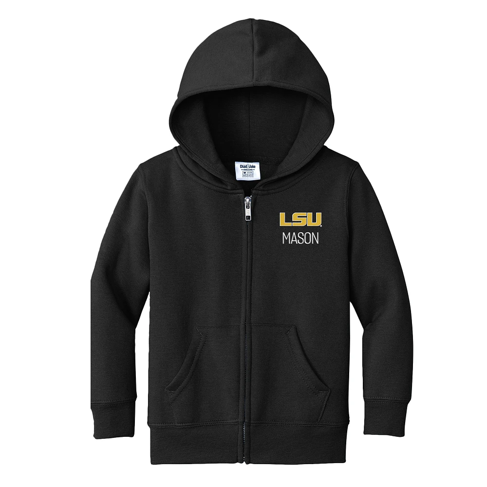 Toddler Chad & Jake Black LSU Tigers Personalized Full-Zip Hoodie