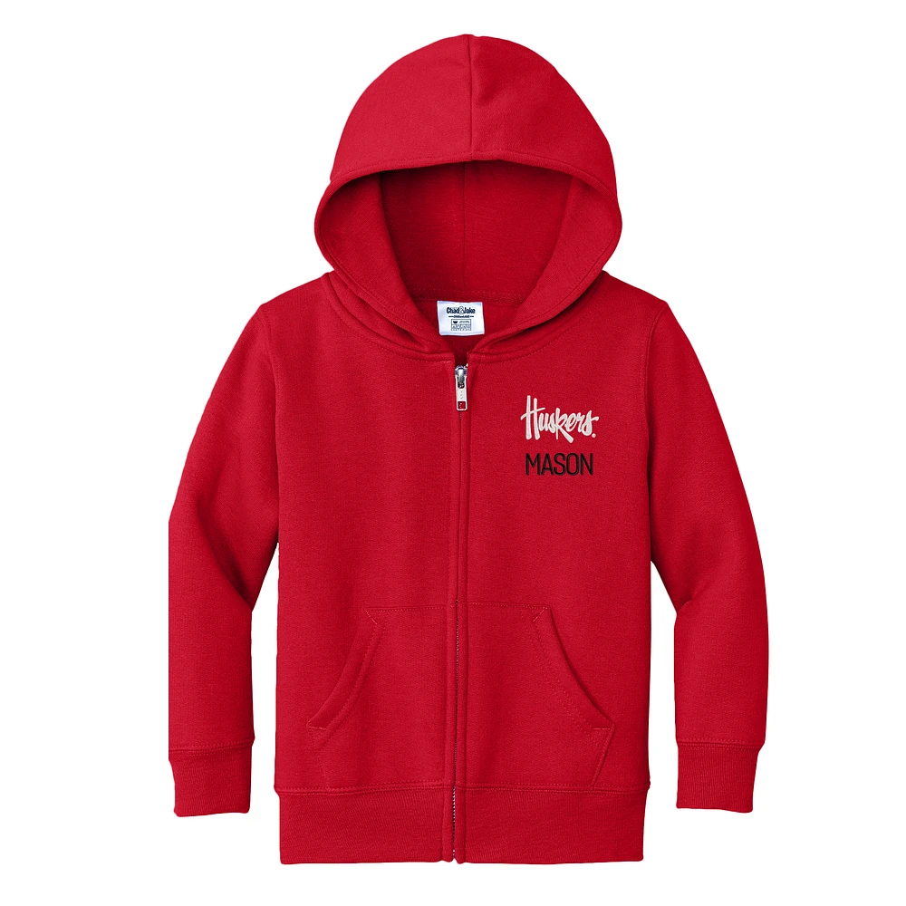 Toddler Chad & Jake Red Nebraska Huskers Personalized Full-Zip Hoodie