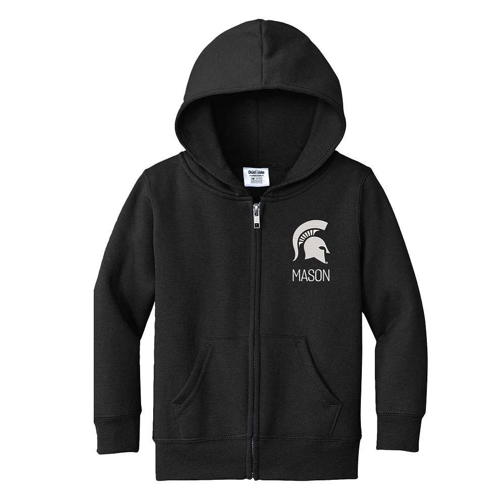Toddler Chad & Jake Black Michigan State Spartans Personalized Full-Zip Hoodie