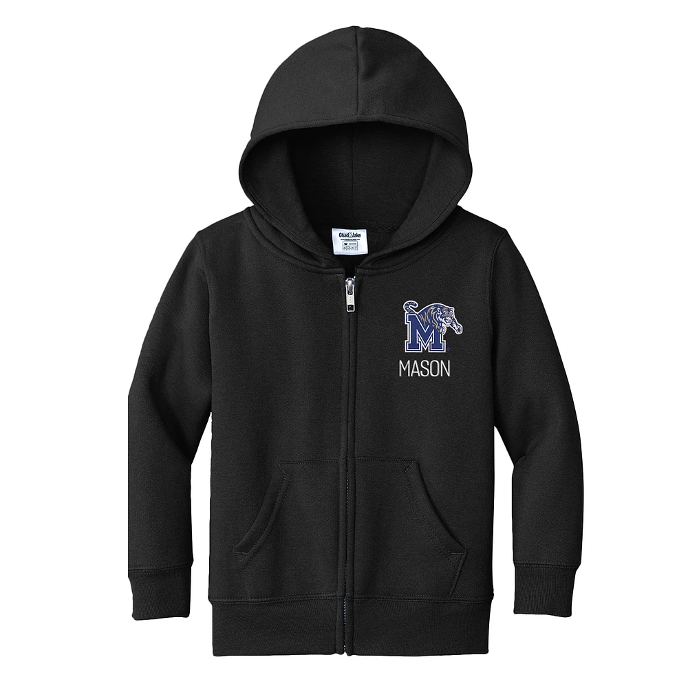 Toddler Chad & Jake Black Memphis Tigers Personalized Full-Zip Hoodie