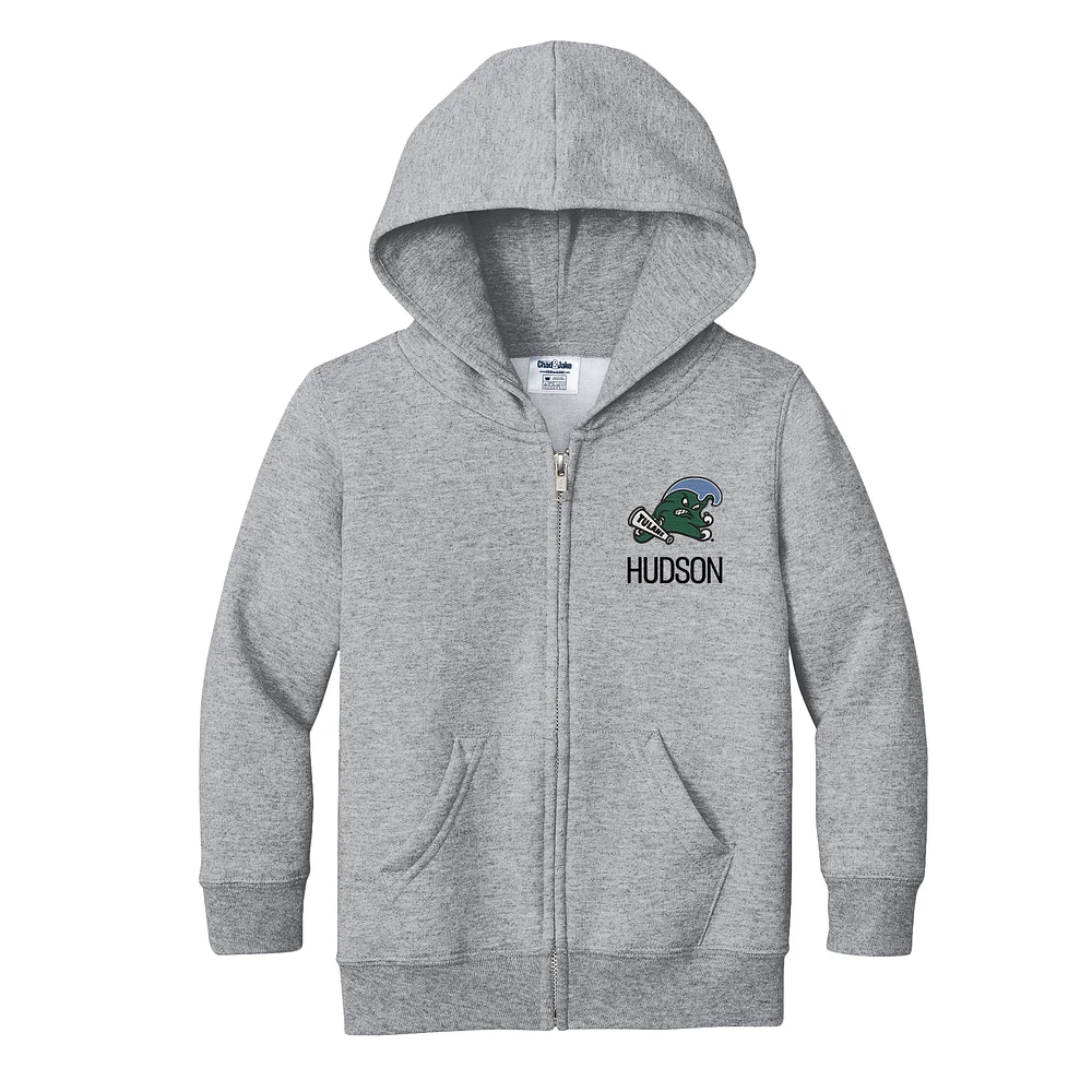 Toddler Chad & Jake Gray Tulane Green Wave Personalized Full-Zip Hoodie