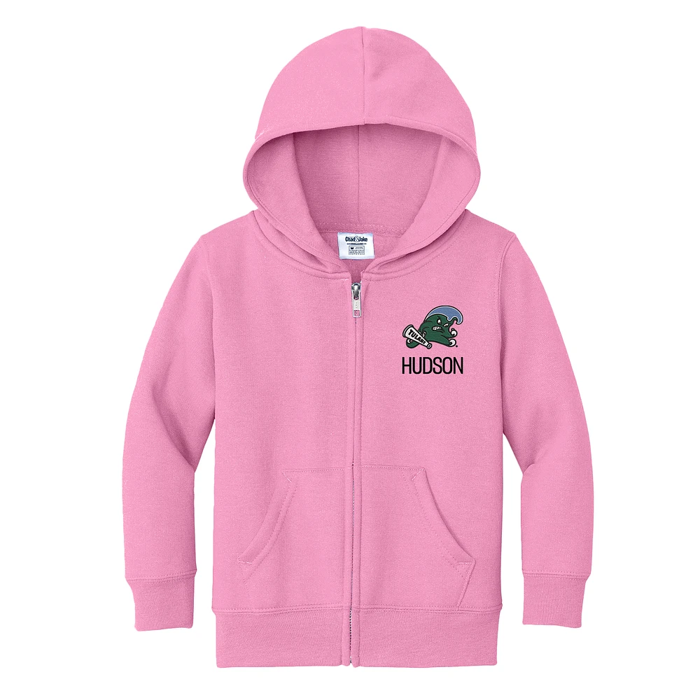 Toddler Chad & Jake Pink Tulane Green Wave Personalized Full-Zip Hoodie
