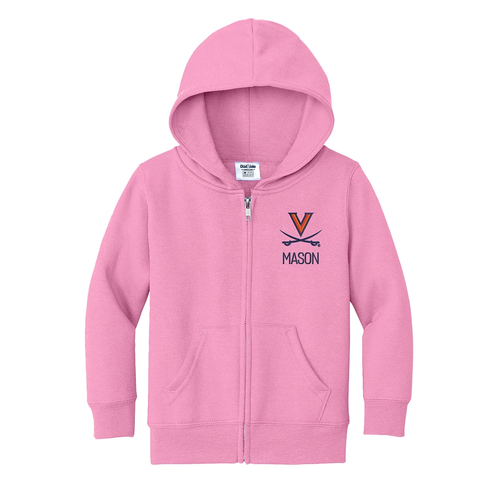 Toddler Chad & Jake Pink Virginia Cavaliers Personalized Full-Zip Hoodie