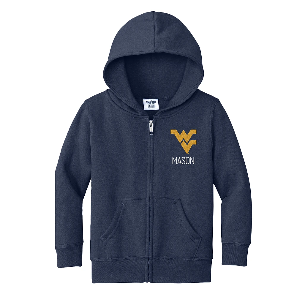 Toddler Chad & Jake Navy West Virginia Mountaineers Personalized Full-Zip Hoodie